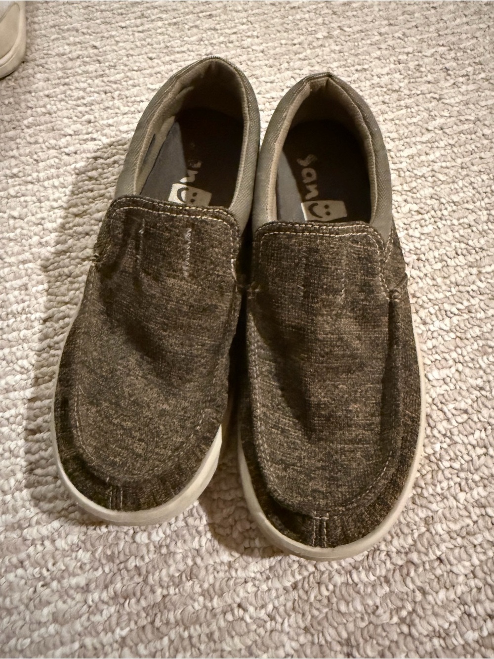 Sanuk Brownish Charcoal Slip-On Loafers with White Sole
